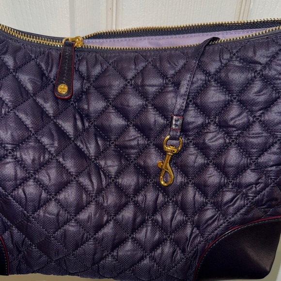 MZ Wallace Dark Purple Plum Quilted Crossbody Bag Gold Hardware - Picture 7 of 9